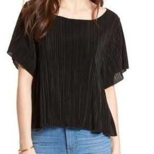 Accordion Style Madewell Black Micro Pleated Top